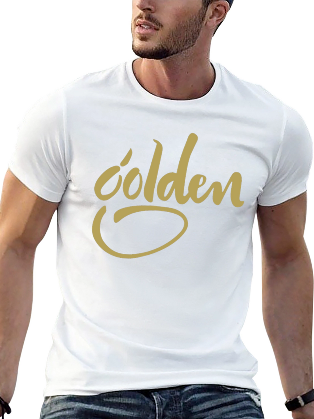 Golden Script Graphic Tee - Black Casual T-Shirt