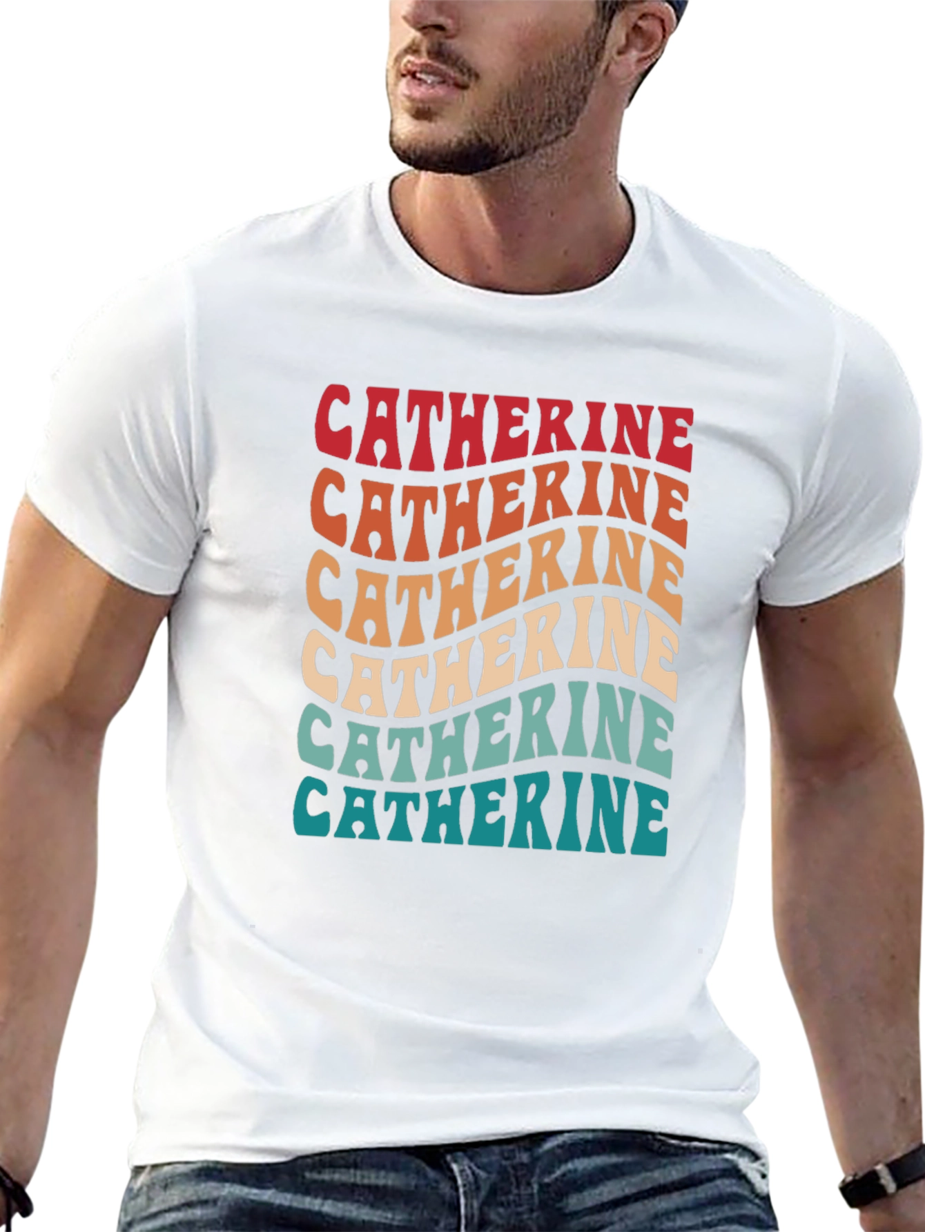 Catherine Retro Wavy Text T-Shirt