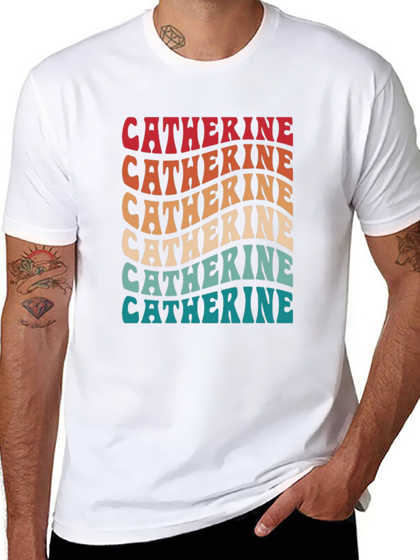 Catherine Retro Wavy Text T-Shirt