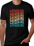 Catherine Retro Wavy Text T-Shirt