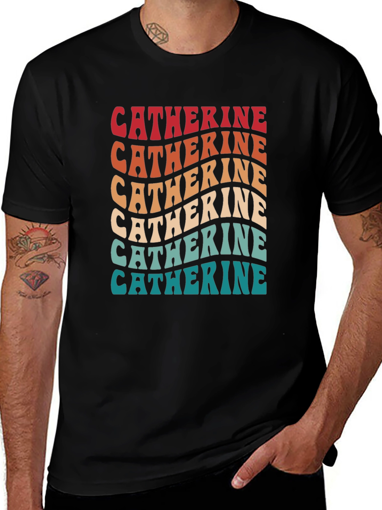 Catherine Retro Wavy Text T-Shirt