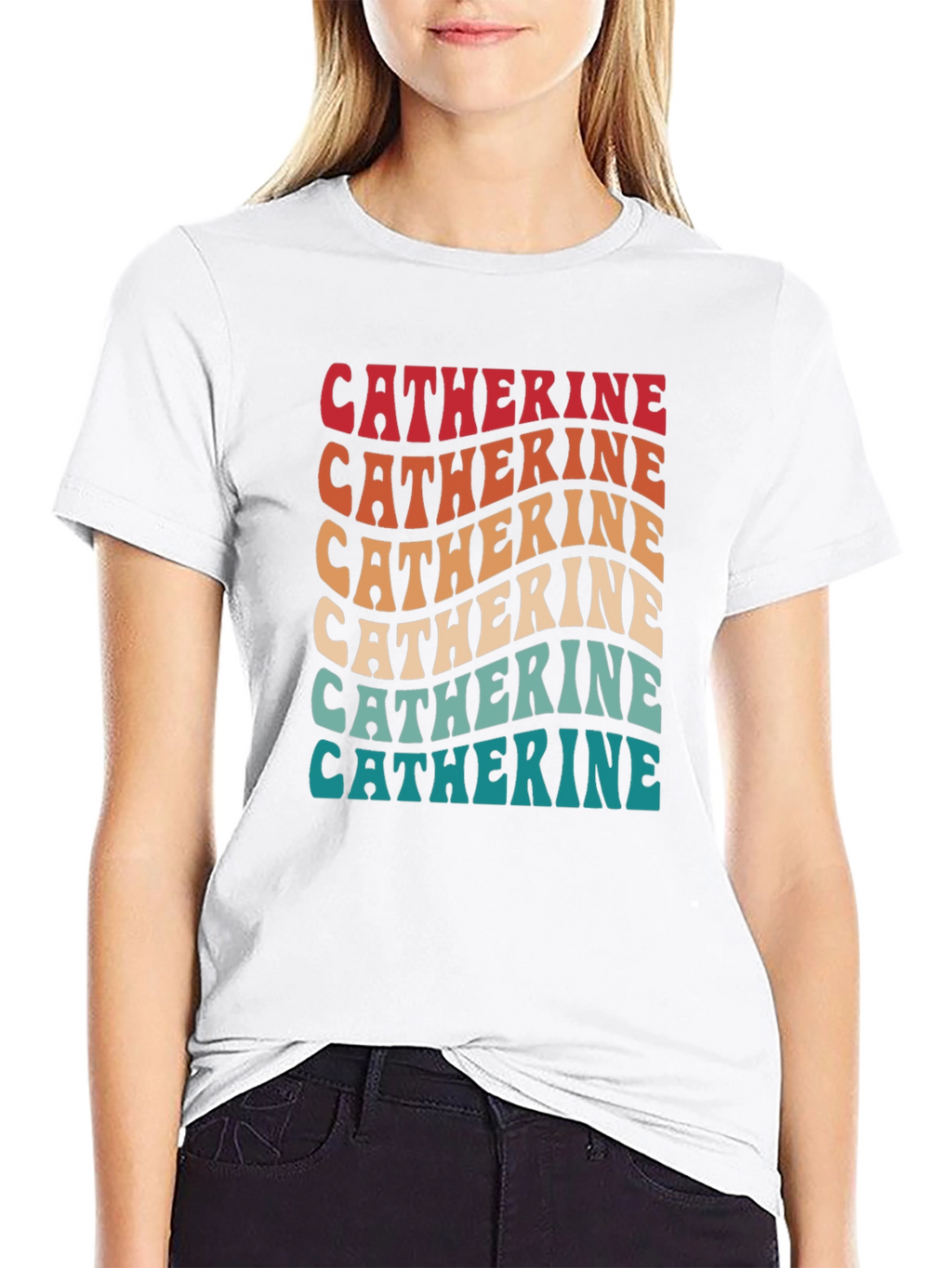 Catherine Retro Wavy Text T-Shirt