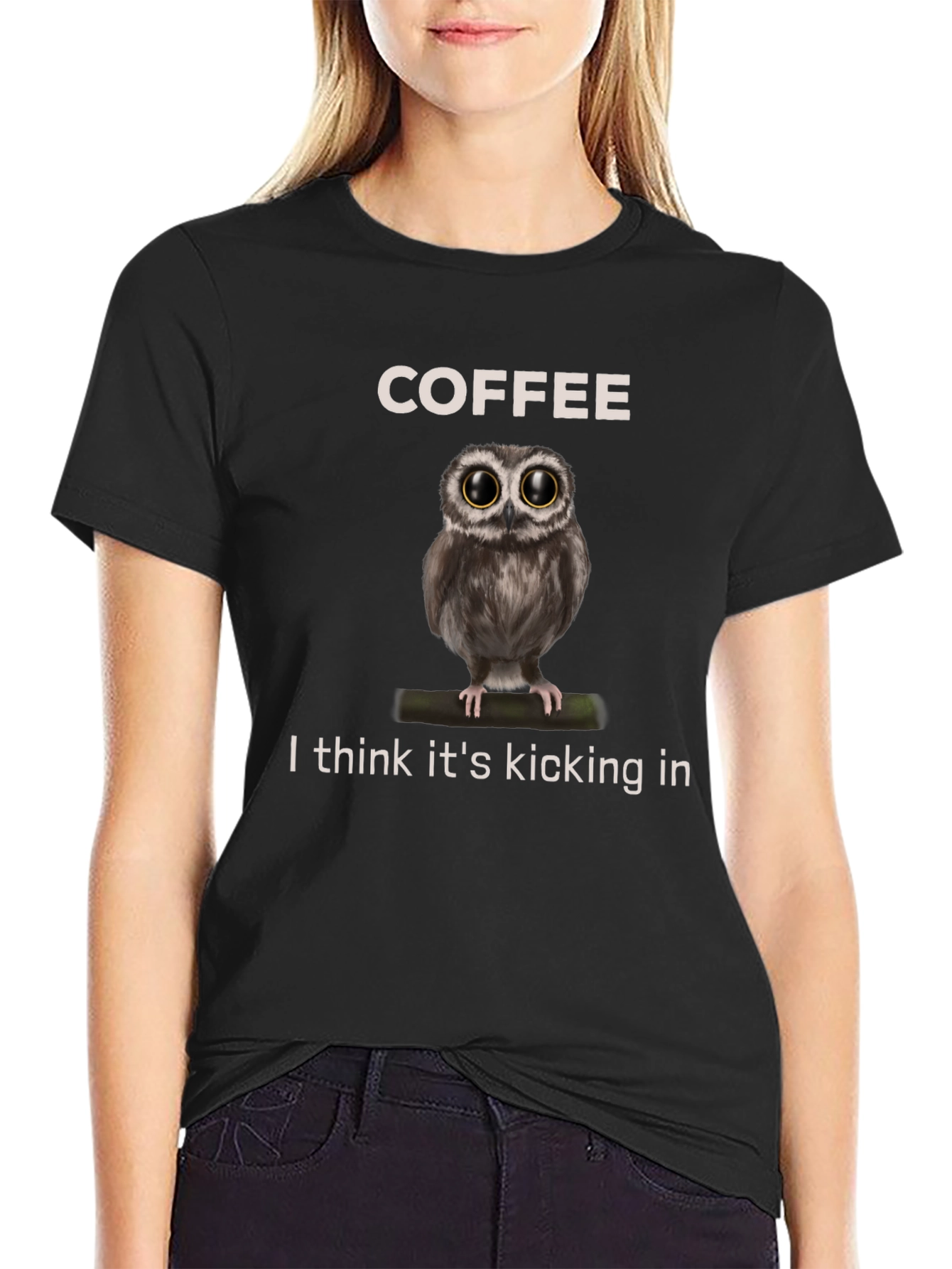 Coffee Owl Graphic Tee - Its Kicking In!