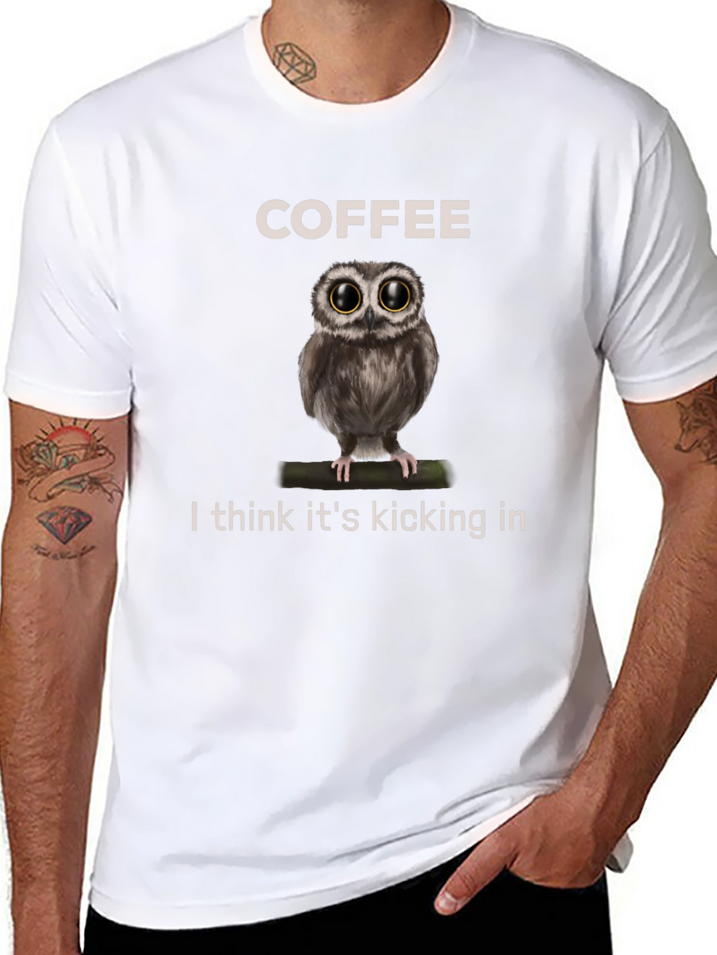 Coffee Owl Graphic Tee - Its Kicking In!