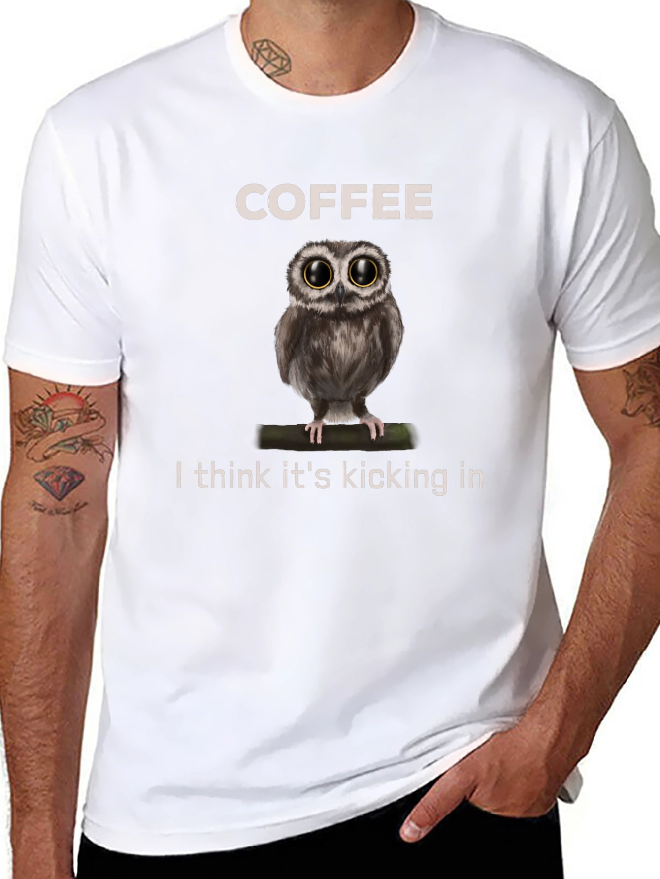 Coffee Owl Graphic Tee - Its Kicking In!