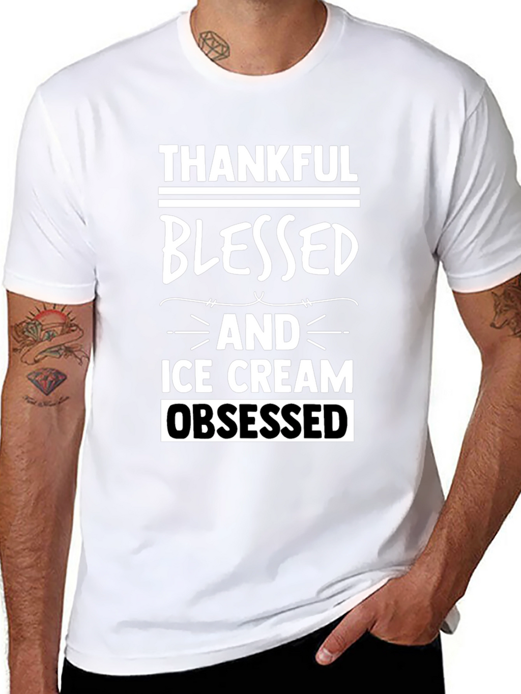Thankful Blessed & Ice Cream Obsessed T-Shirt