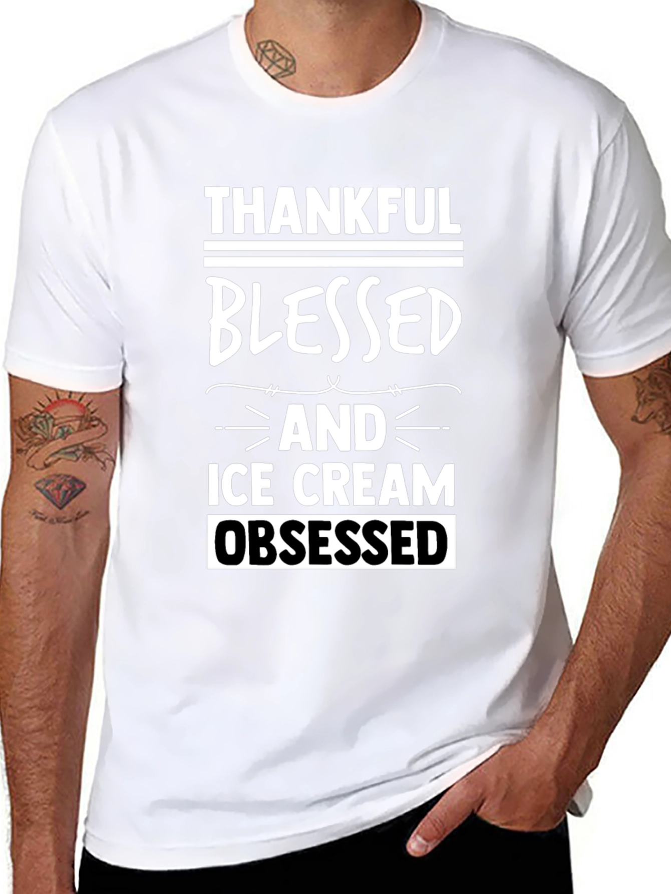 Thankful Blessed & Ice Cream Obsessed T-Shirt