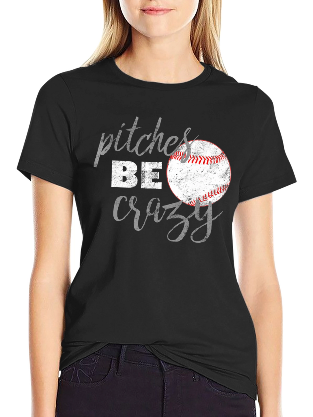 Pitches Be Crazy Baseball Graphic T-Shirt