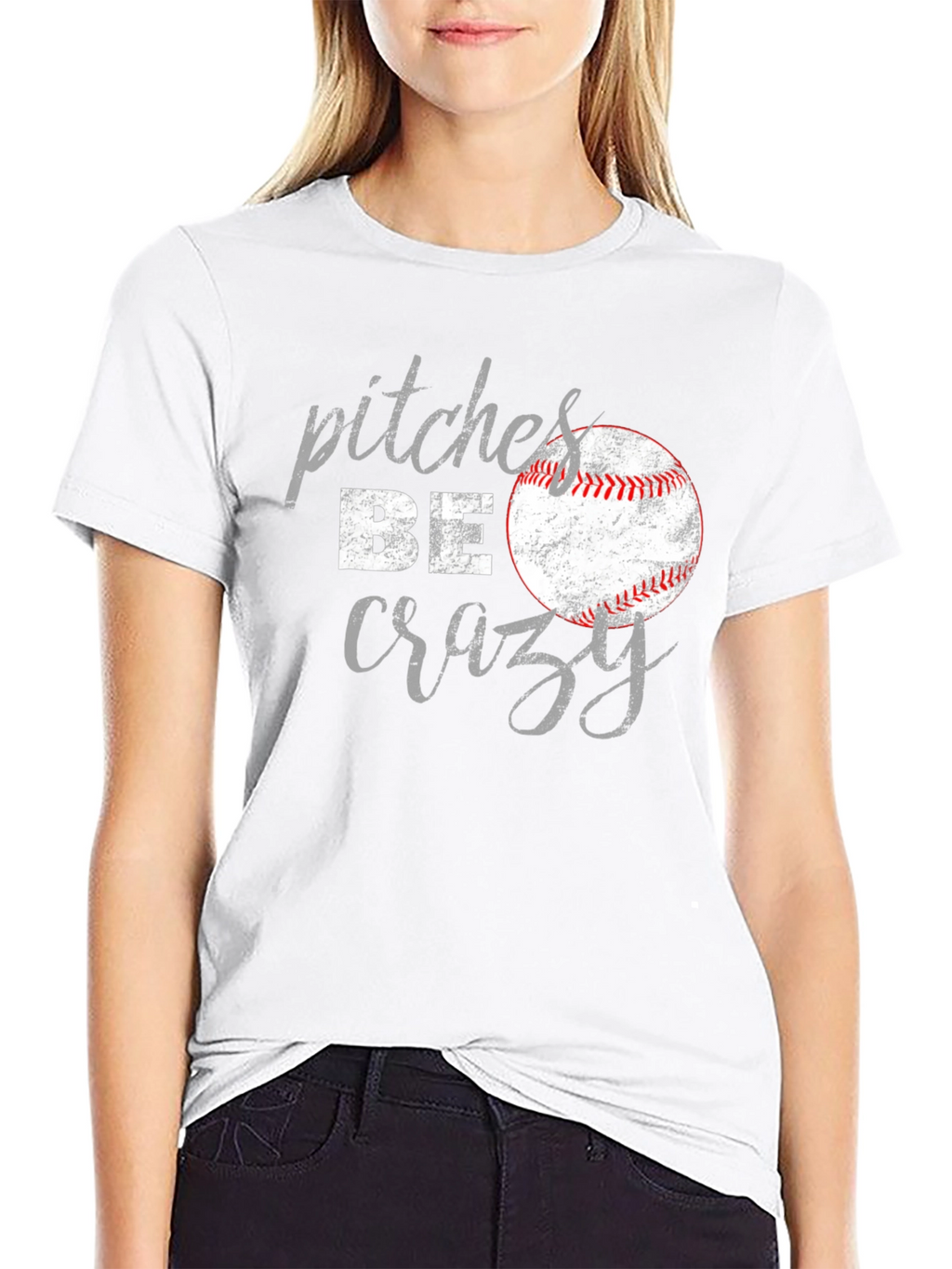 Pitches Be Crazy Baseball Graphic T-Shirt
