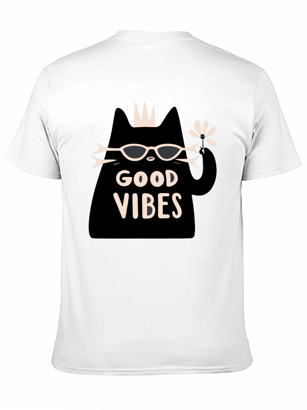 Good Vibes Cat Graphic T-Shirt - Black