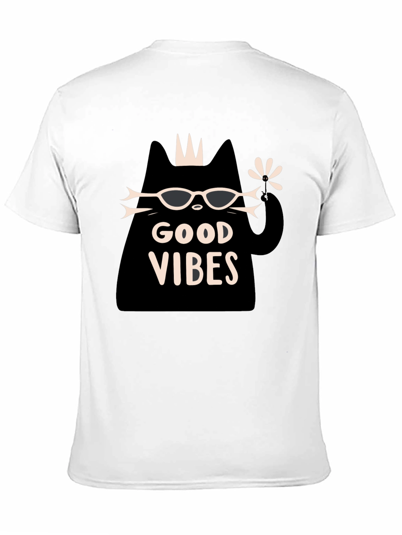 Good Vibes Cat Graphic T-Shirt - Black