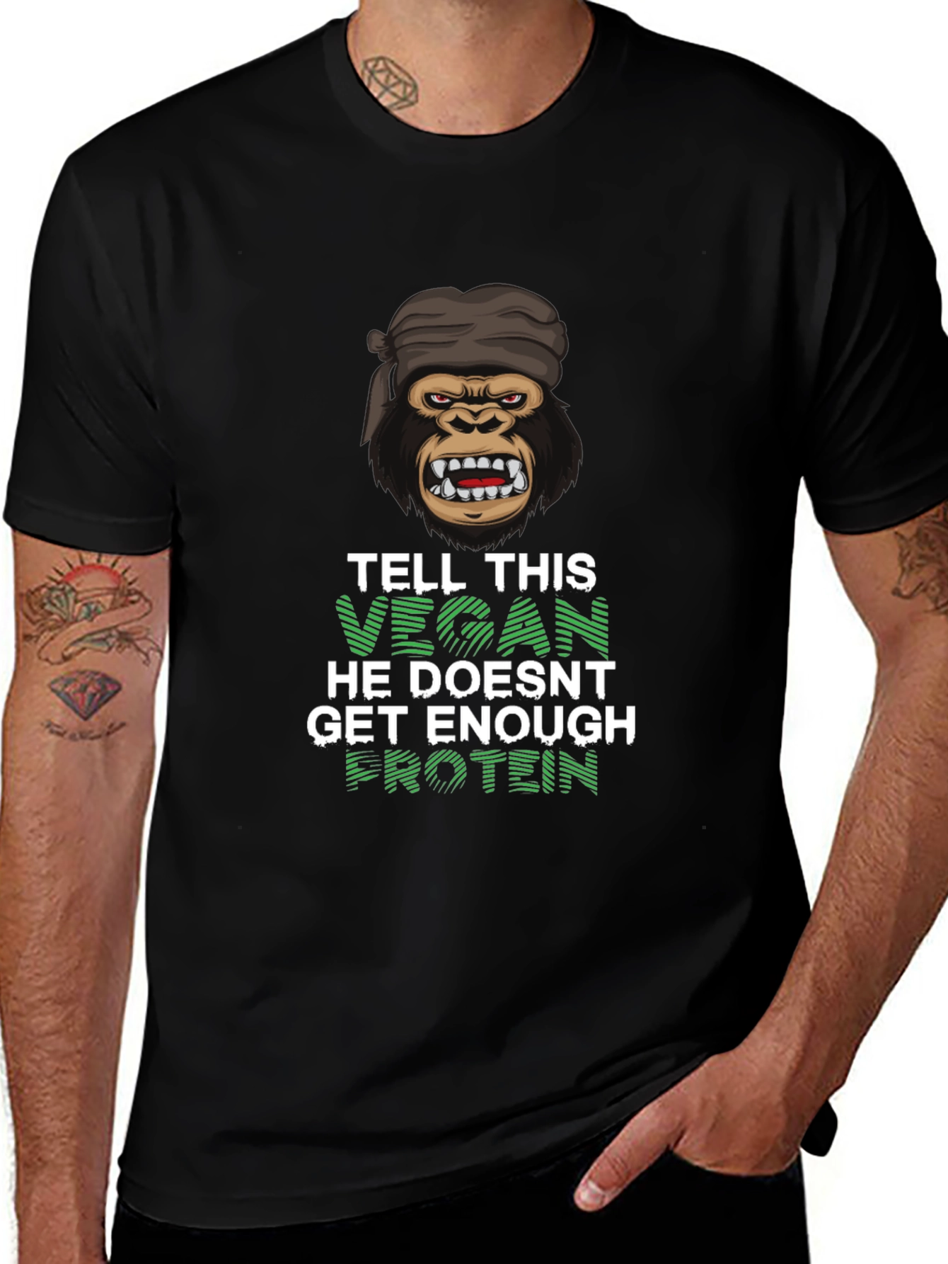 Vegan Gorilla T-Shirt - Get Enough Protein!