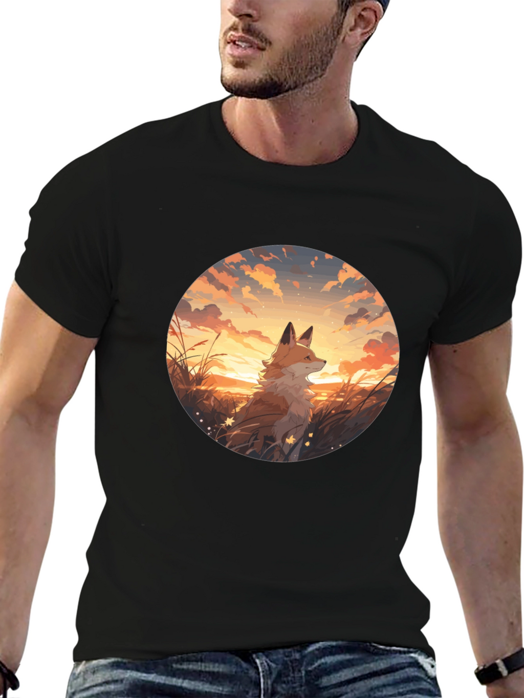 Fox Sunset Graphic Tee - Black