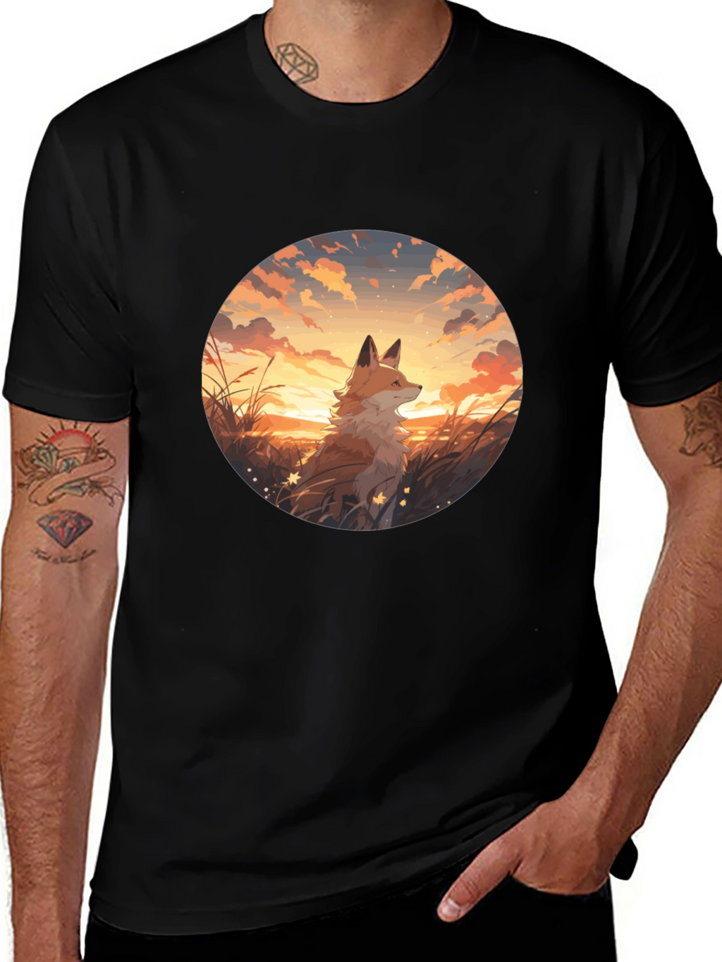 Fox Sunset Graphic Tee - Black