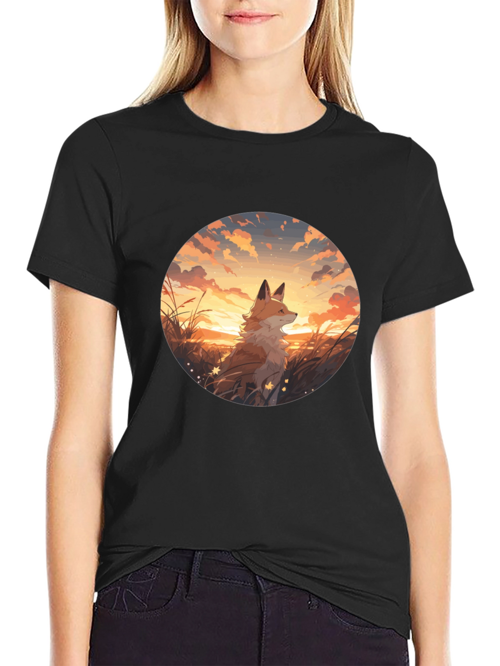 Fox Sunset Graphic Tee - Black