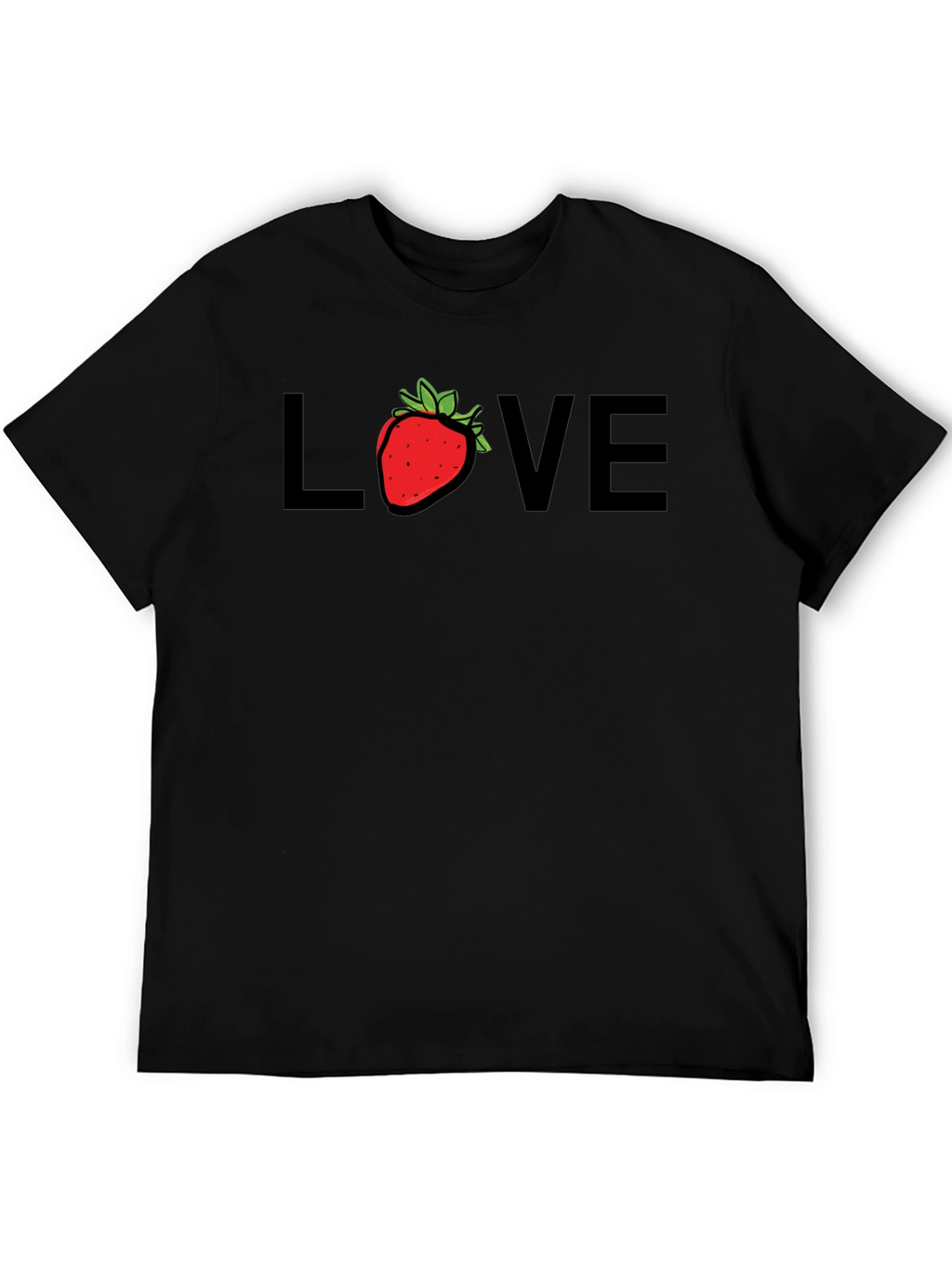 Strawberry Love Graphic Tee - Black Cotton Blend