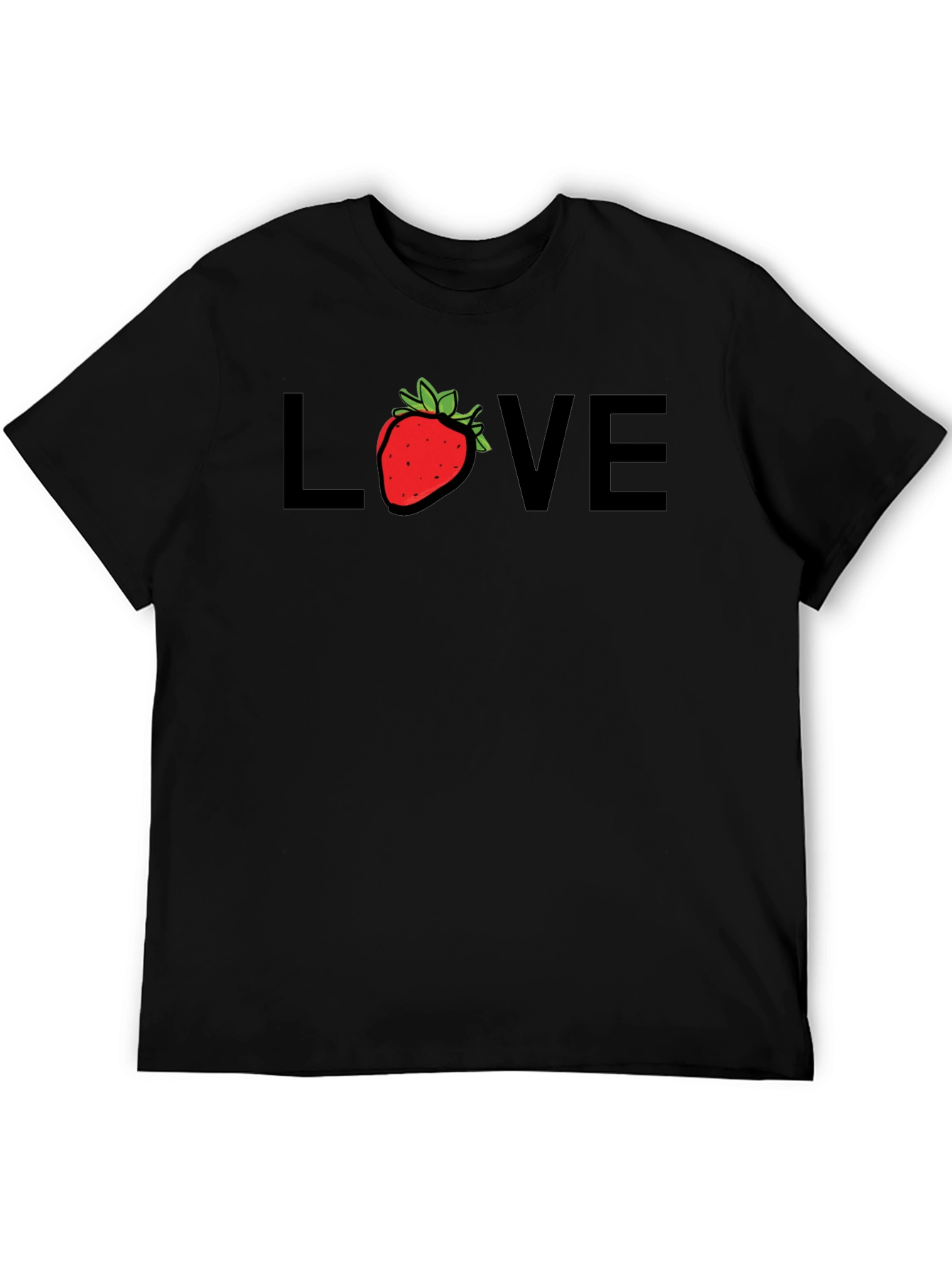 Strawberry Love Graphic Tee - Black Cotton Blend
