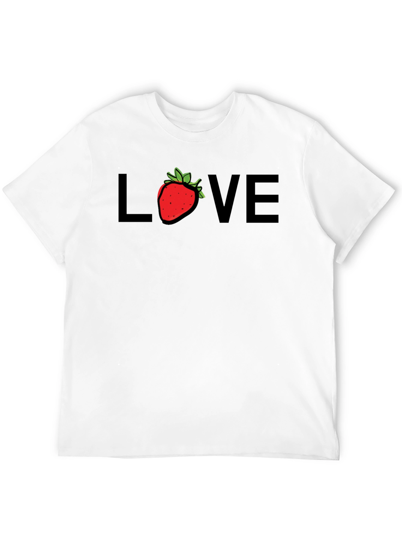 Strawberry Love Graphic Tee - Black Cotton Blend