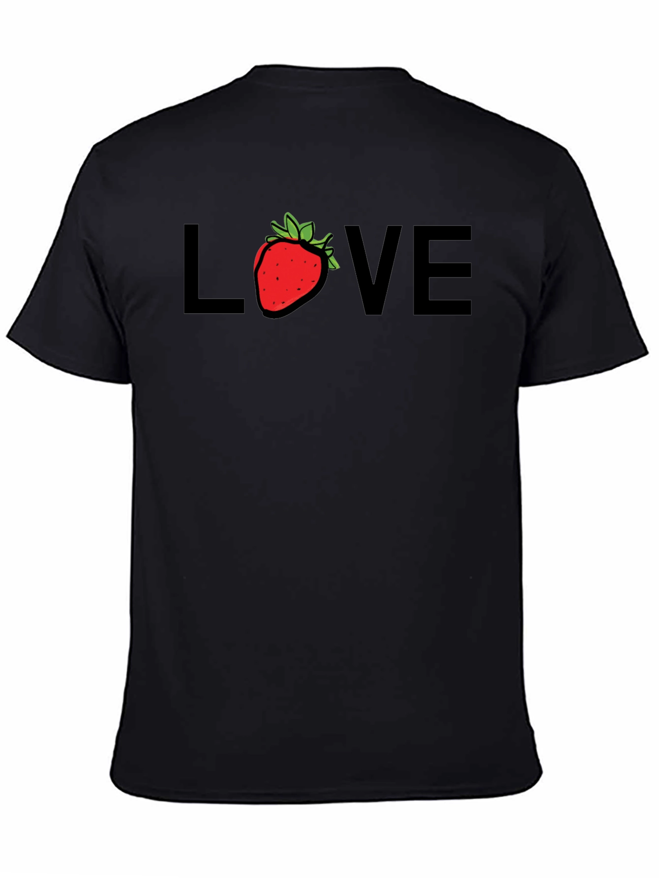 Strawberry Love Graphic Tee - Black Cotton Blend