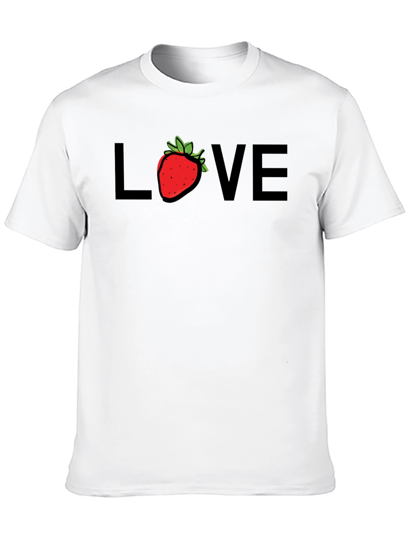 Strawberry Love Graphic Tee - Black Cotton Blend