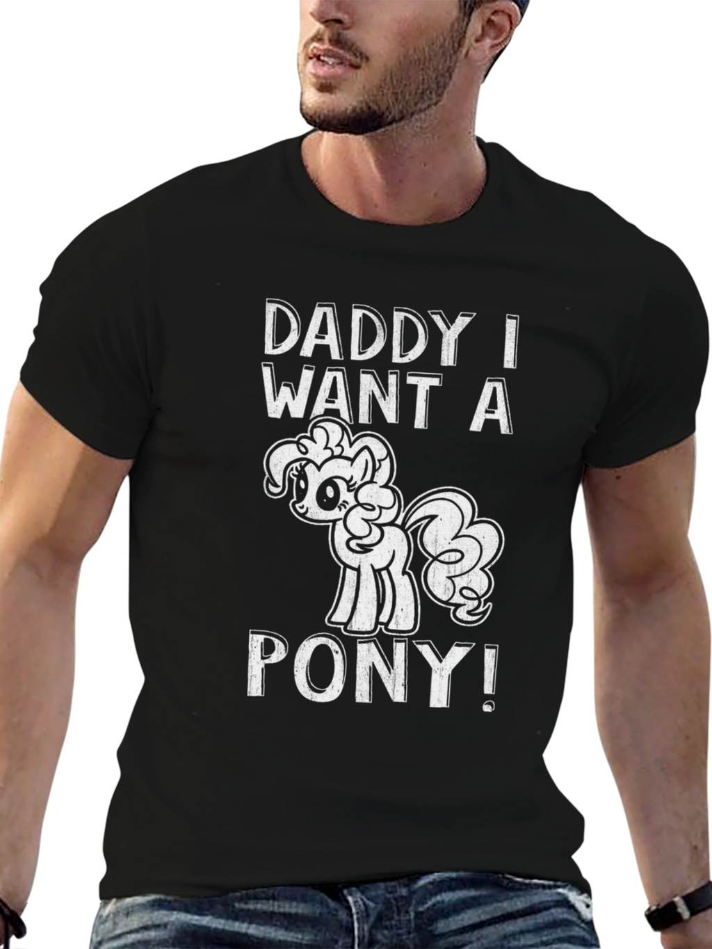 Daddy I Want a Pony Black Graphic Tee
