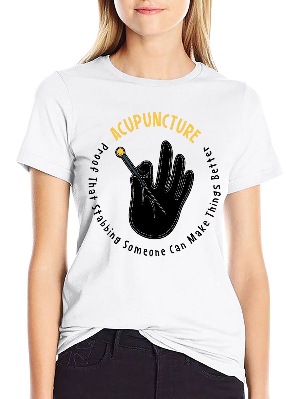 Acupuncture Stabbing Makes Things Better Black T-Shirt