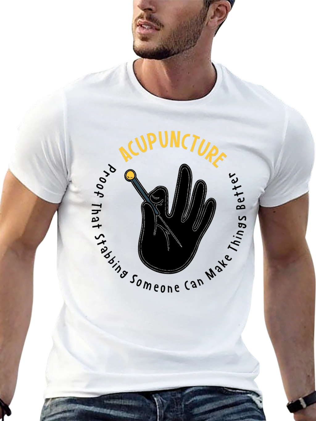 Acupuncture Stabbing Makes Things Better Black T-Shirt