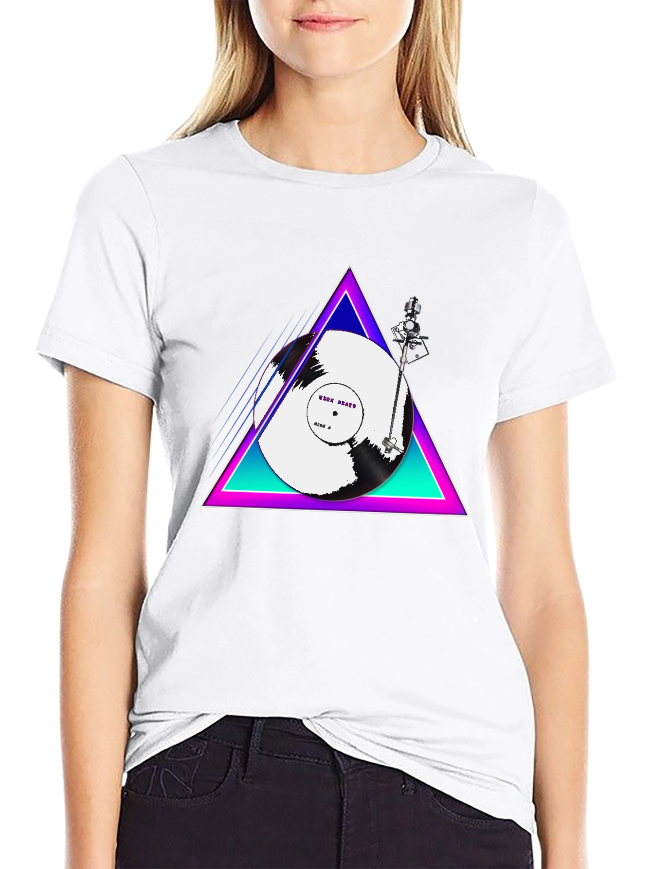 Retro Vinyl Turntable T-Shirt - Black