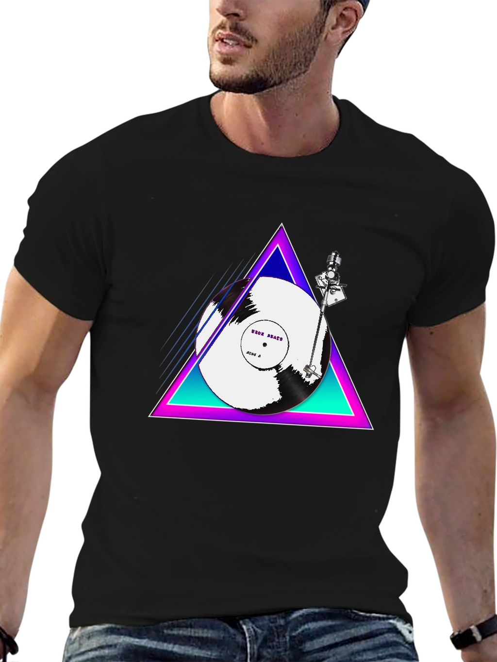 Retro Vinyl Turntable T-Shirt - Black
