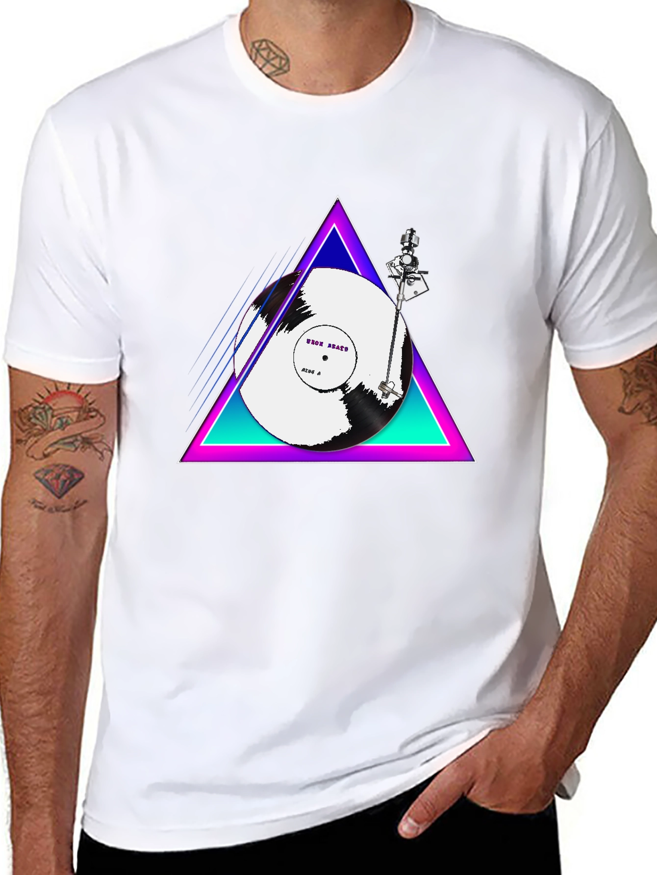 Retro Vinyl Turntable T-Shirt - Black