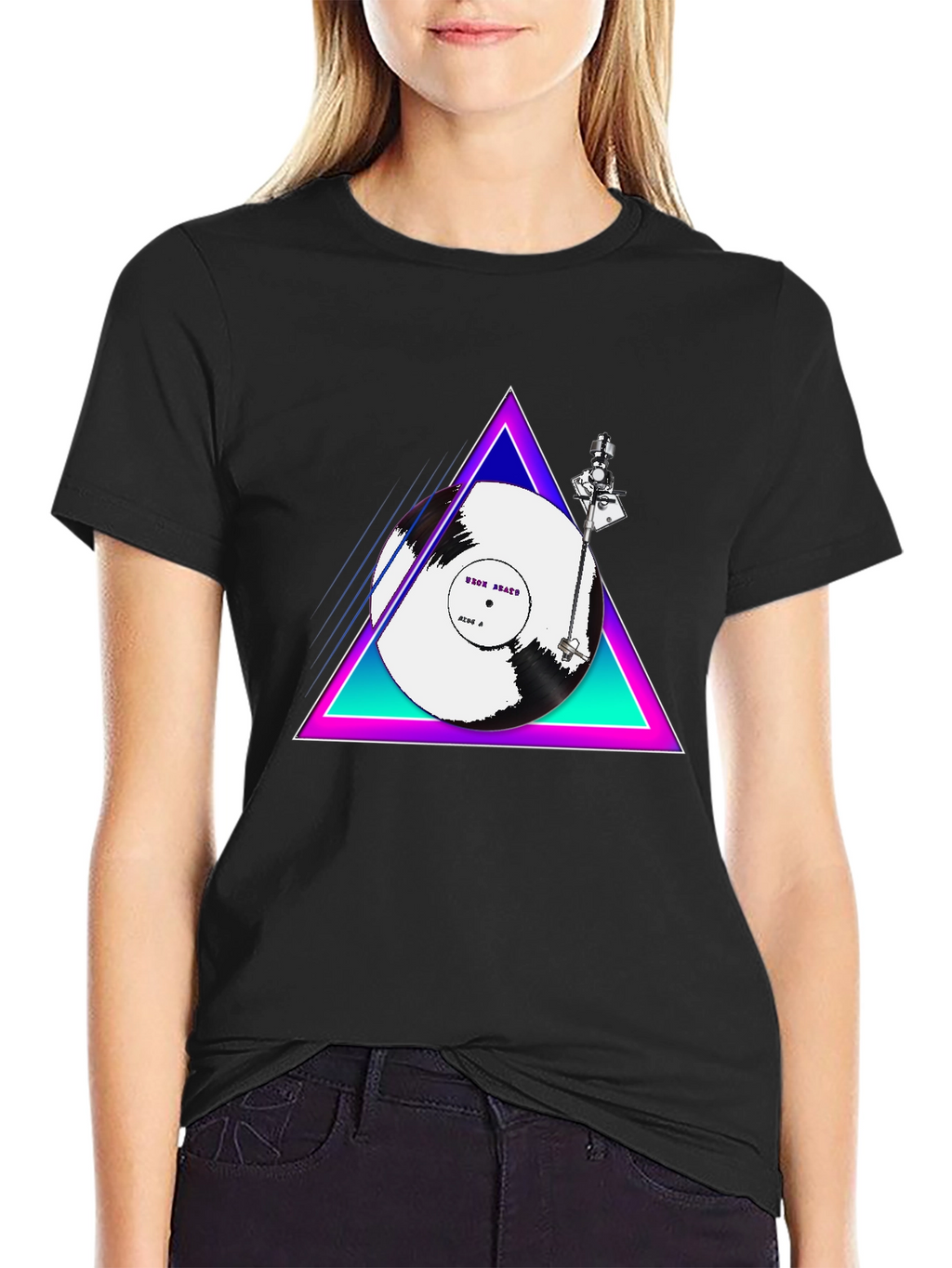 Retro Vinyl Turntable T-Shirt - Black