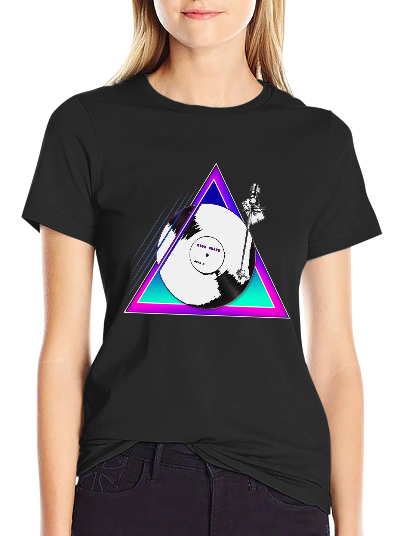 Retro Vinyl Turntable T-Shirt - Black