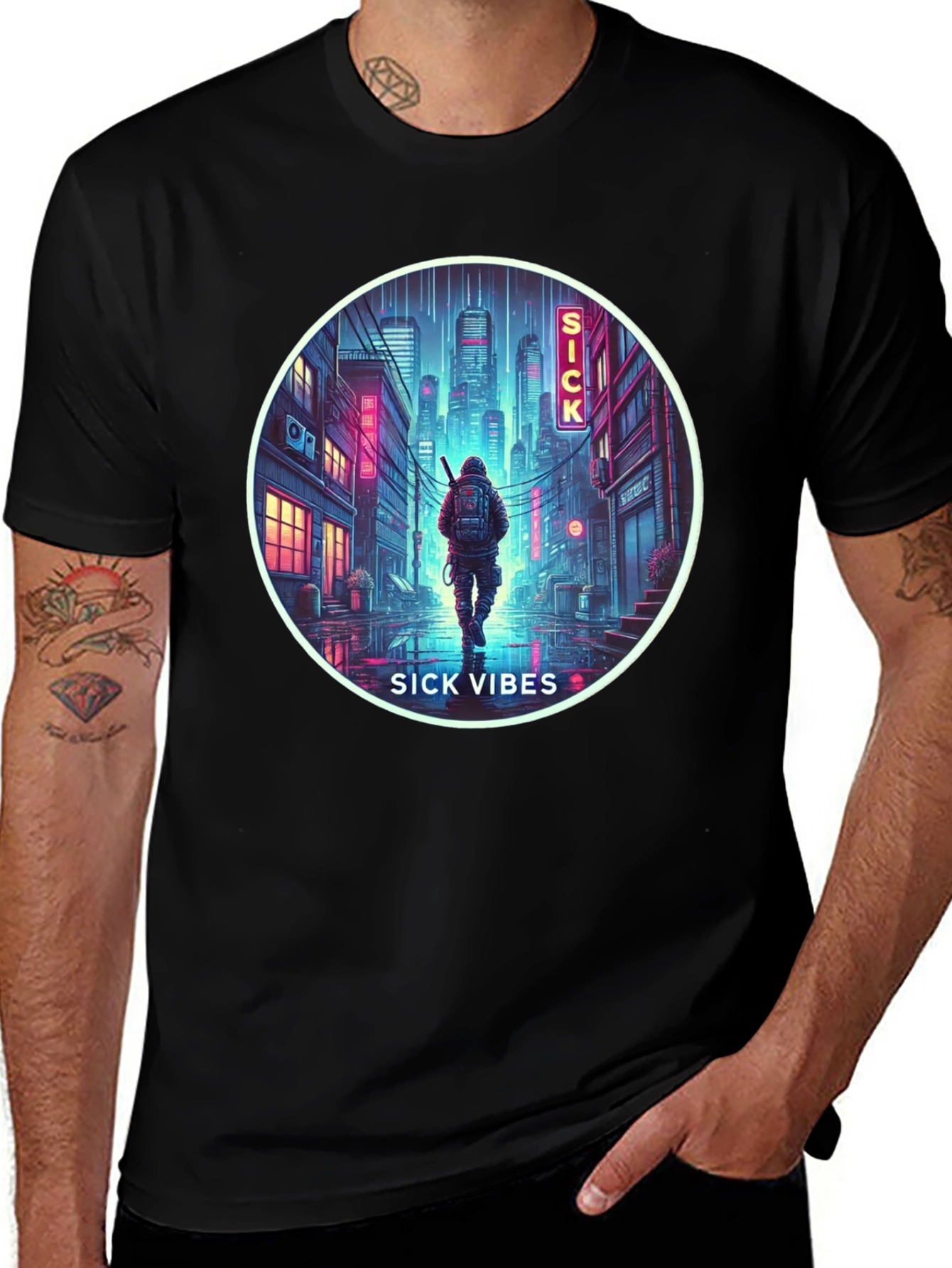 Sick Vibes Graphic Tee - Urban Neon Streetwear