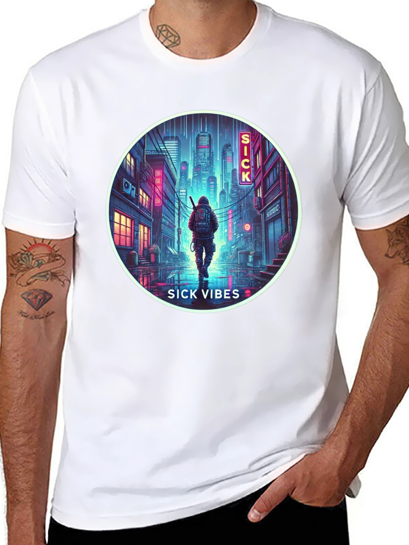 Sick Vibes Graphic Tee - Urban Neon Streetwear