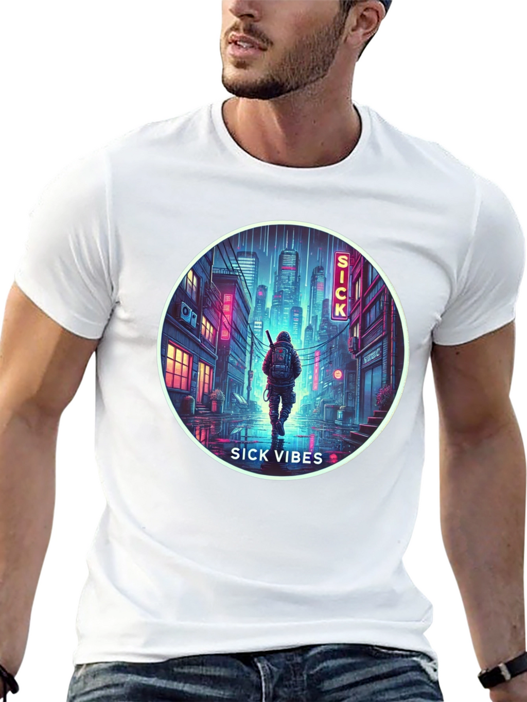 Sick Vibes Graphic Tee - Urban Neon Streetwear