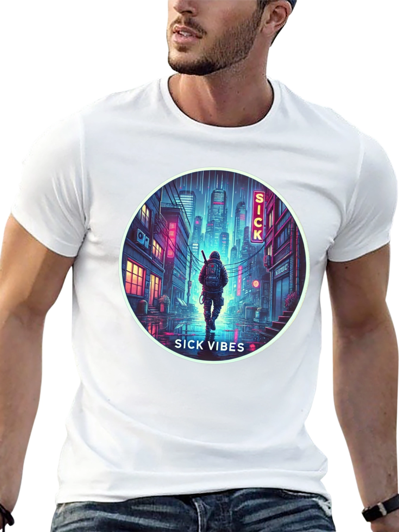 Sick Vibes Graphic Tee - Urban Neon Streetwear