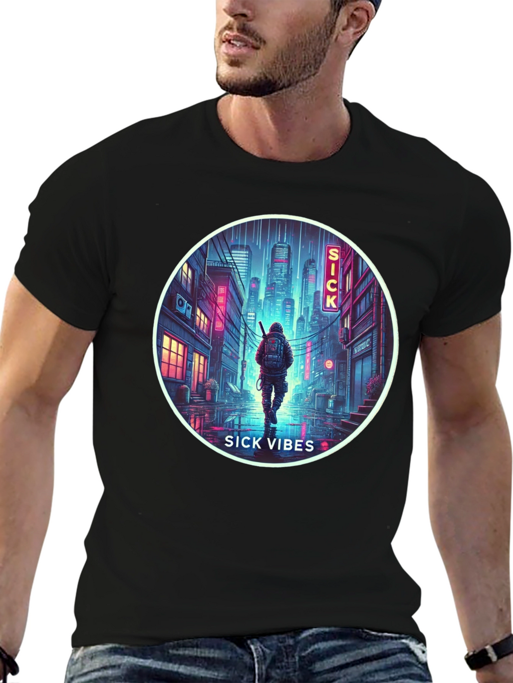 Sick Vibes Graphic Tee - Urban Neon Streetwear
