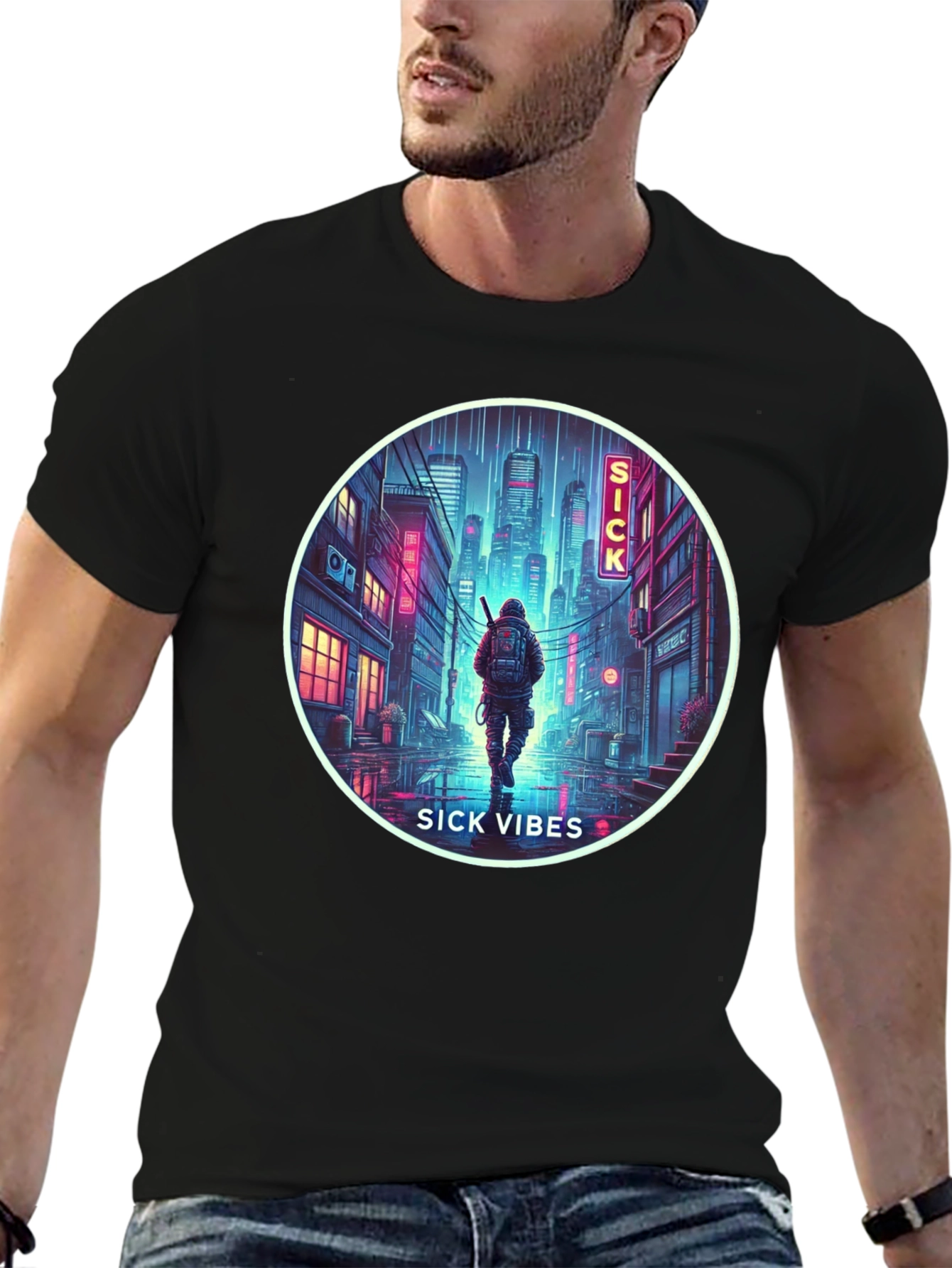 Sick Vibes Graphic Tee - Urban Neon Streetwear
