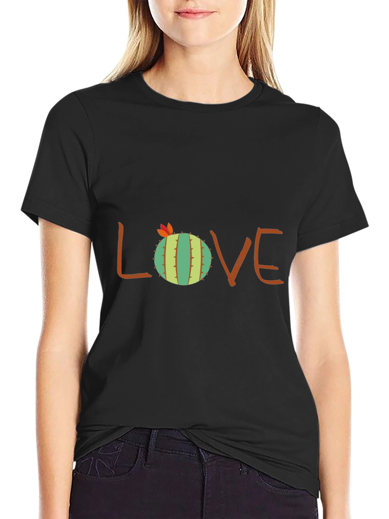 Cactus Love Graphic Tee - Black