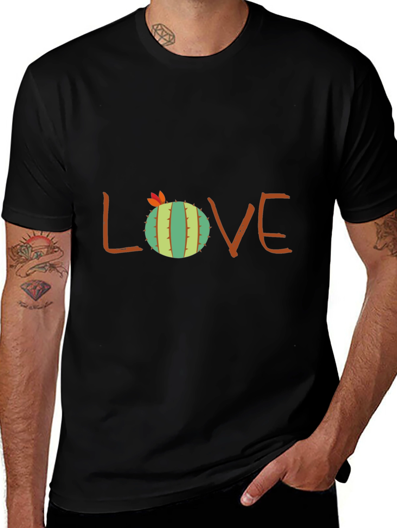 Cactus Love Graphic Tee - Black