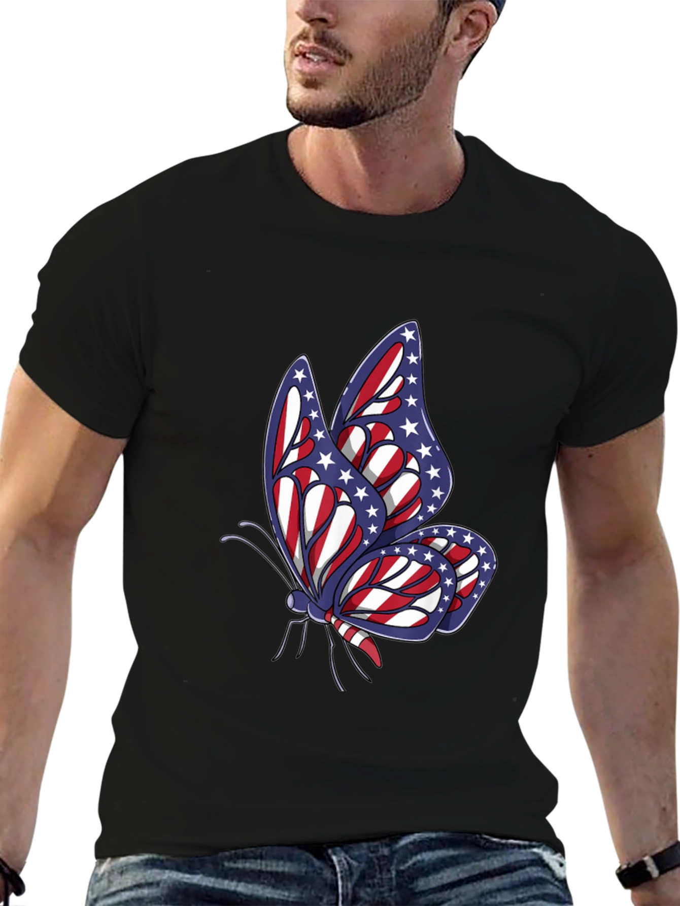 Patriotic Butterfly Graphic T-Shirt - USA Pride