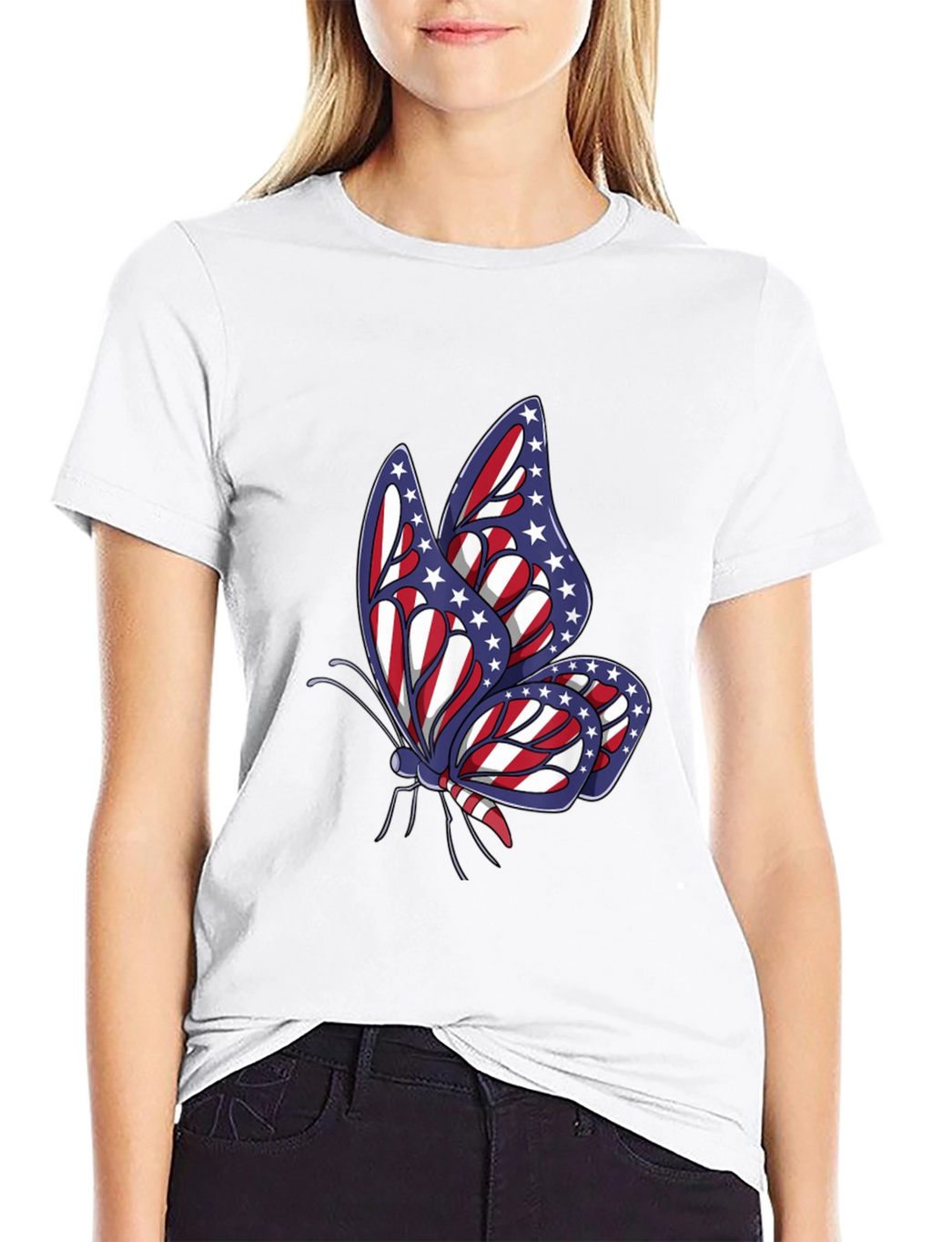 Patriotic Butterfly Graphic T-Shirt - USA Pride