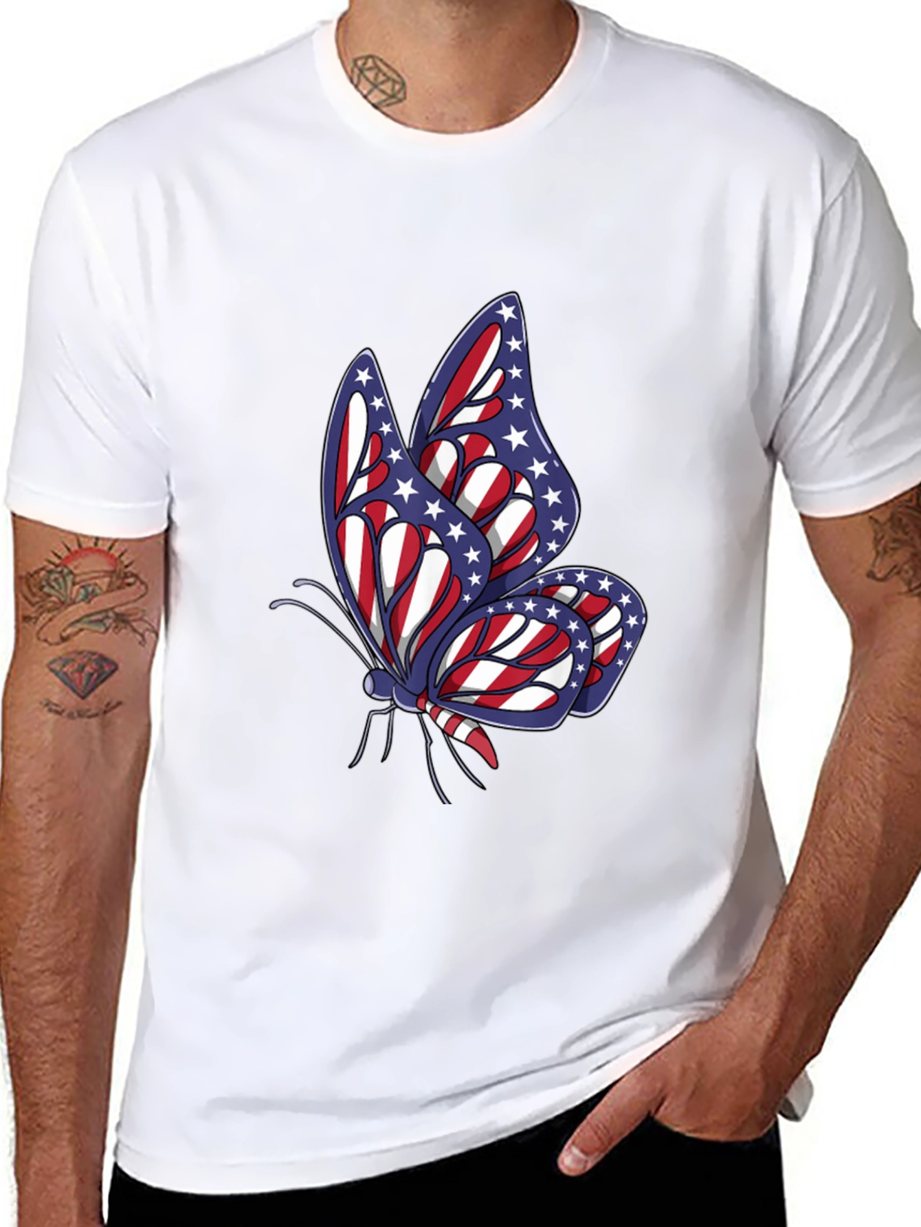 Patriotic Butterfly Graphic T-Shirt - USA Pride