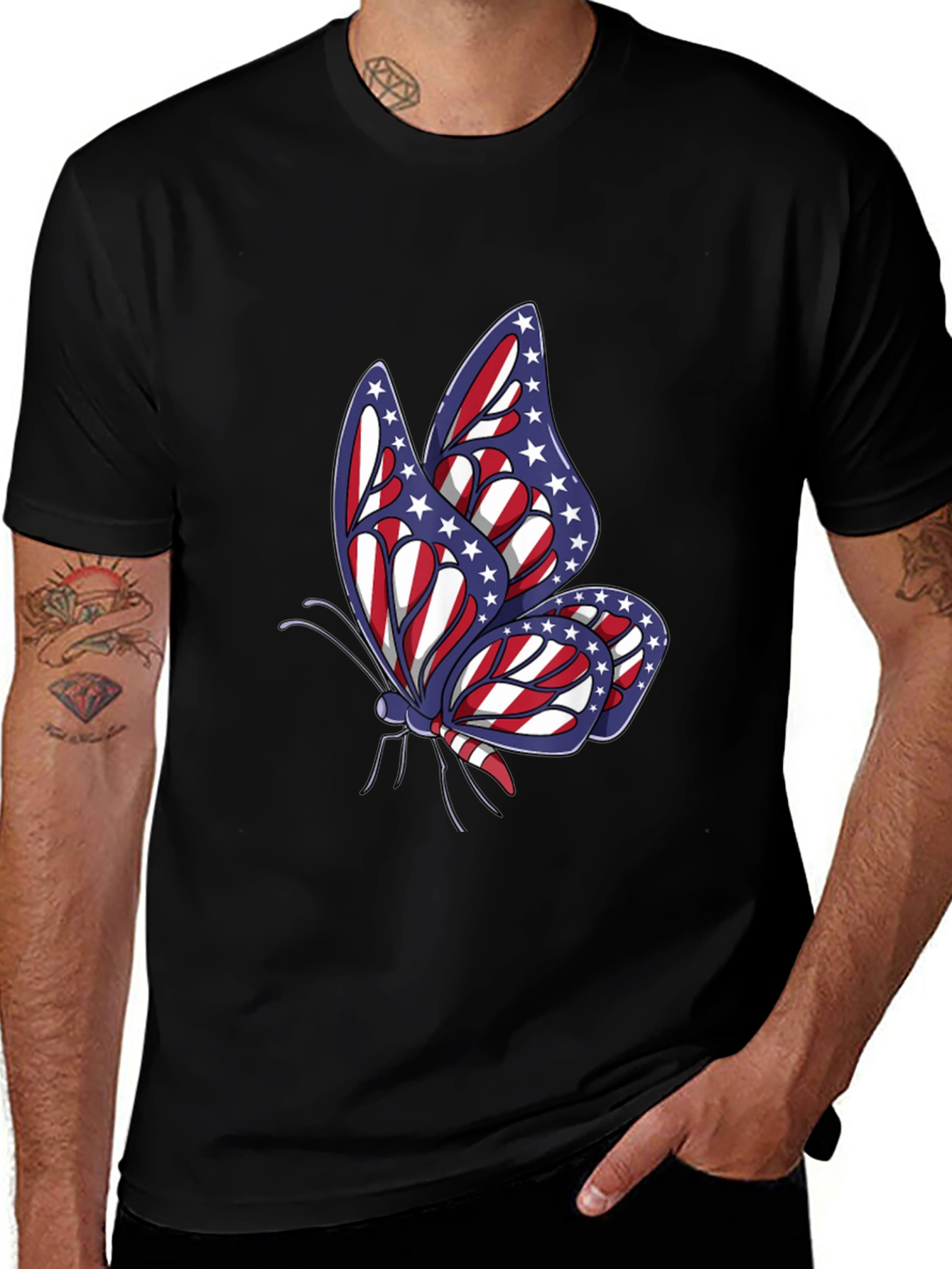 Patriotic Butterfly Graphic T-Shirt - USA Pride