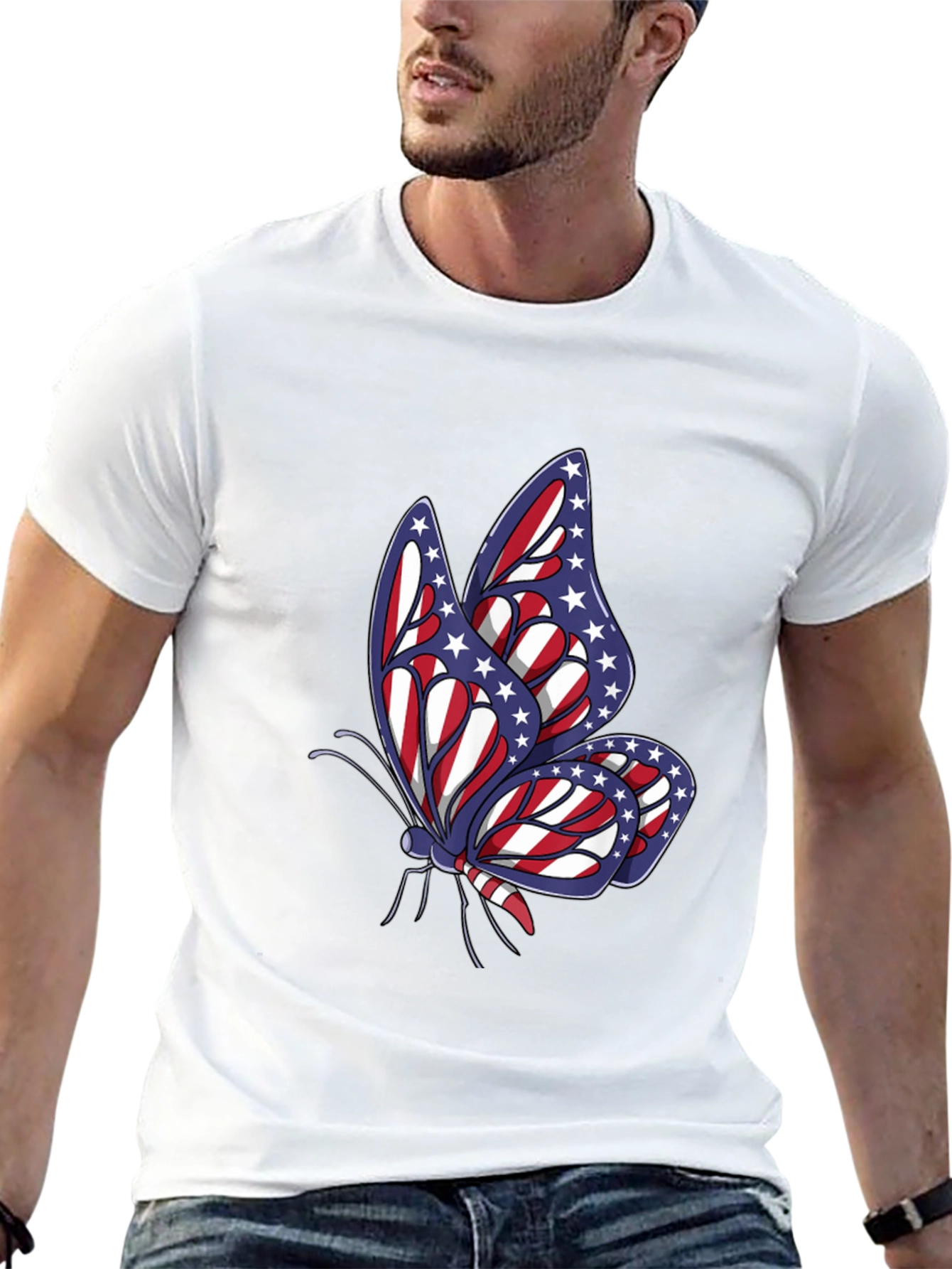 Patriotic Butterfly Graphic T-Shirt - USA Pride