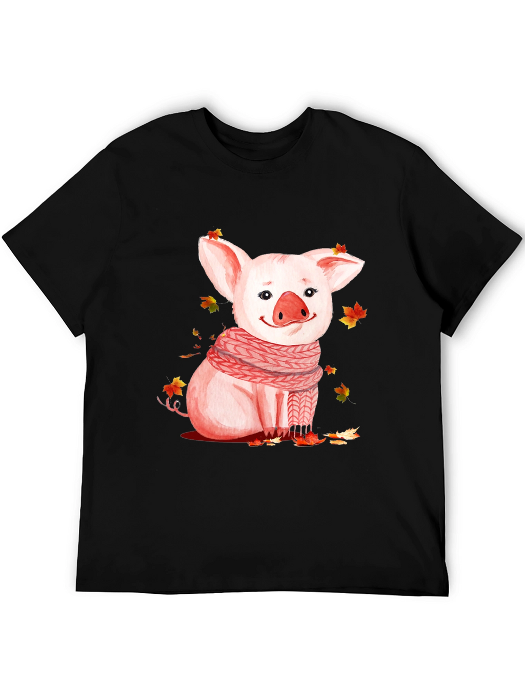 Pig with Scarf Graphic T-Shirt - Autumn Ready