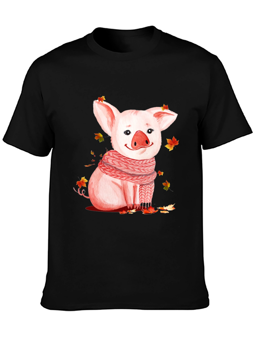 Pig with Scarf Graphic T-Shirt - Autumn Ready