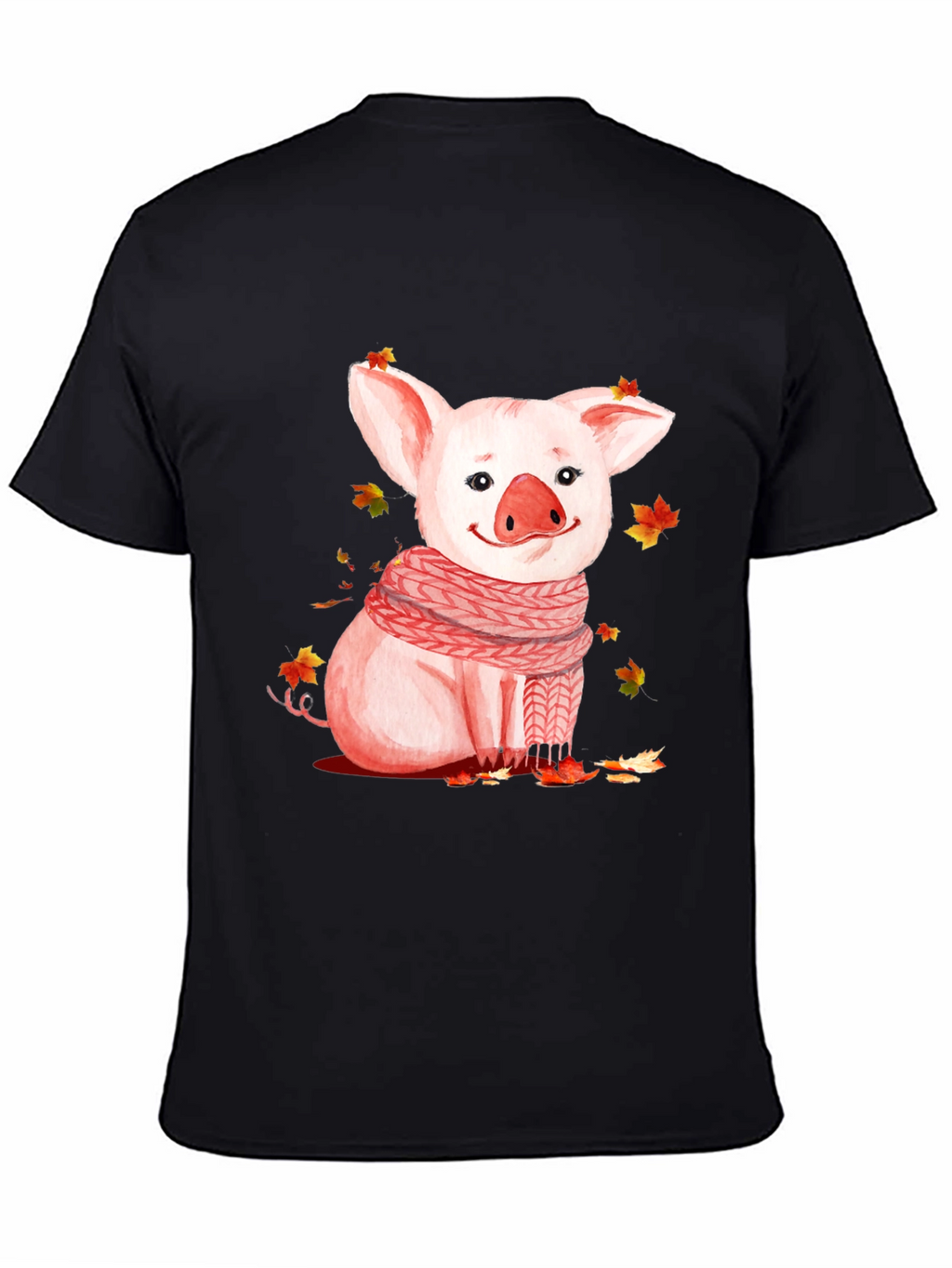 Pig with Scarf Graphic T-Shirt - Autumn Ready