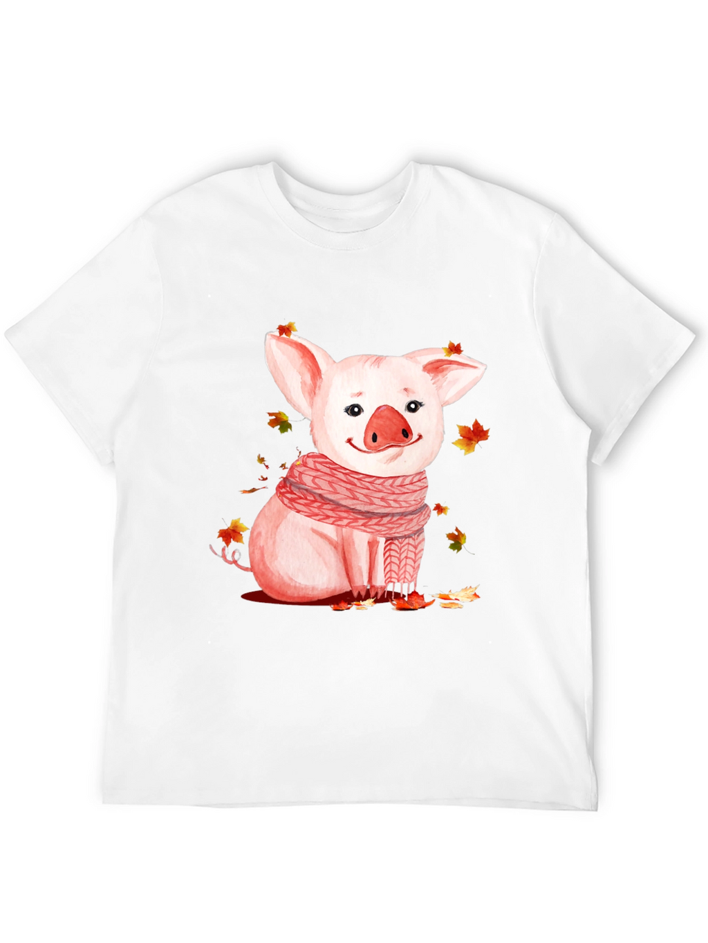Pig with Scarf Graphic T-Shirt - Autumn Ready