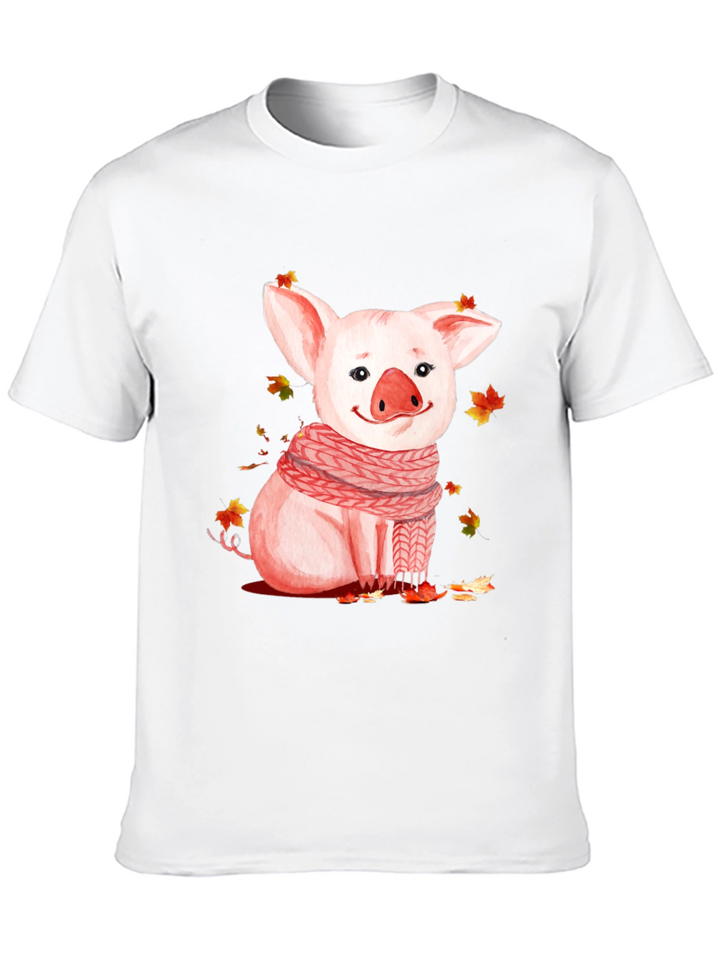 Pig with Scarf Graphic T-Shirt - Autumn Ready